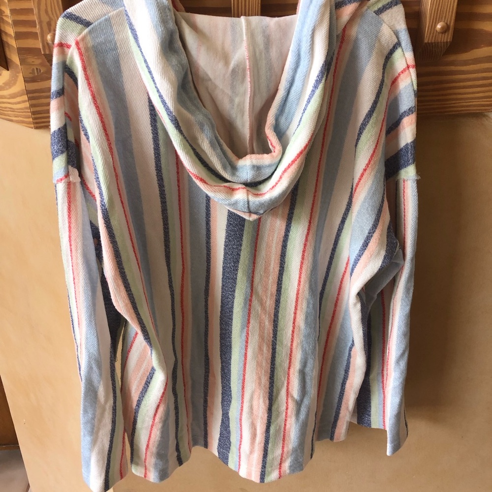 Roxy Boho Pastel Multi-Striped Hooded Pullover Sweatshirt with Pockets - Picture 9 of 10